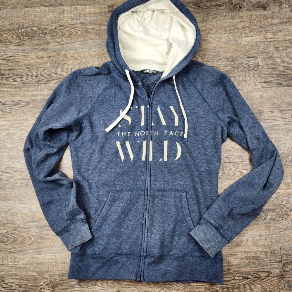 The North Face Stay Wild Blue Heather Full Zip Hoodie Sweatshirt Womens Medium